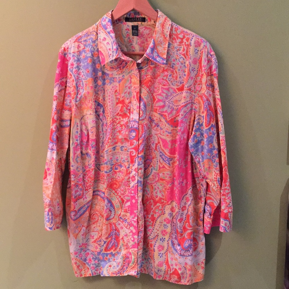 Bright cotton blouse Lauren sz 2x